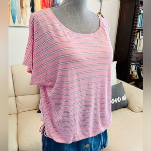 PRE-LOVED 💙 Michael Stars Striped Modal/Supima Drop Shoulder Casual Shirt